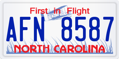 NC license plate AFN8587