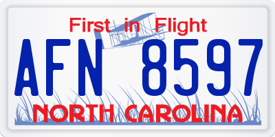 NC license plate AFN8597