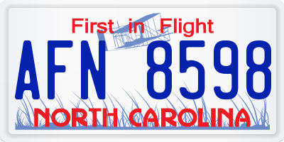 NC license plate AFN8598
