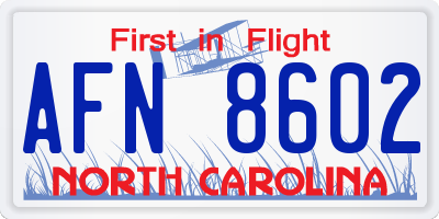 NC license plate AFN8602