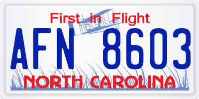 NC license plate AFN8603