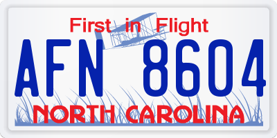 NC license plate AFN8604