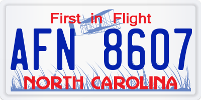 NC license plate AFN8607