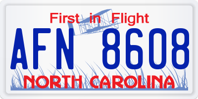 NC license plate AFN8608