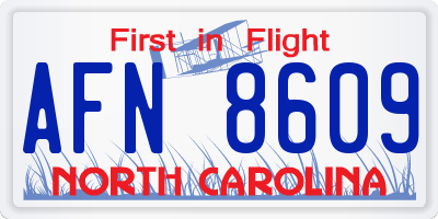 NC license plate AFN8609
