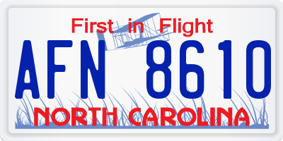NC license plate AFN8610