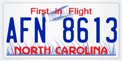 NC license plate AFN8613