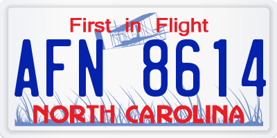 NC license plate AFN8614