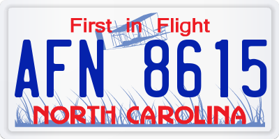 NC license plate AFN8615