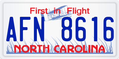NC license plate AFN8616