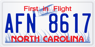 NC license plate AFN8617