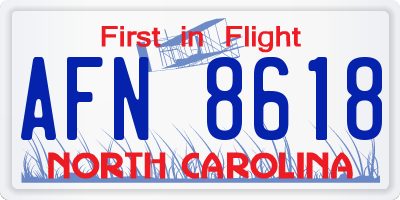 NC license plate AFN8618