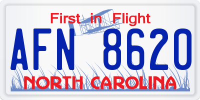 NC license plate AFN8620