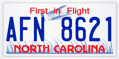 NC license plate AFN8621