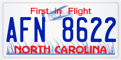 NC license plate AFN8622