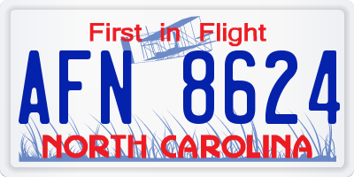 NC license plate AFN8624