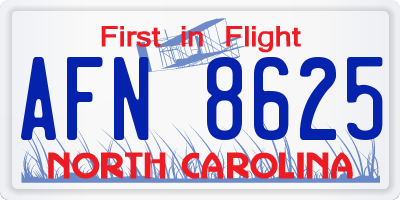 NC license plate AFN8625