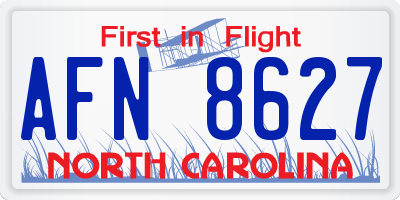 NC license plate AFN8627