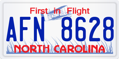 NC license plate AFN8628