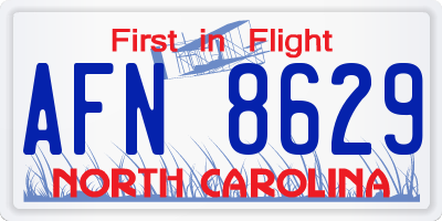 NC license plate AFN8629