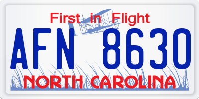 NC license plate AFN8630