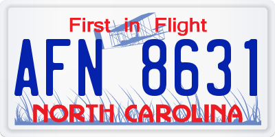 NC license plate AFN8631