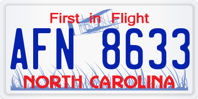 NC license plate AFN8633