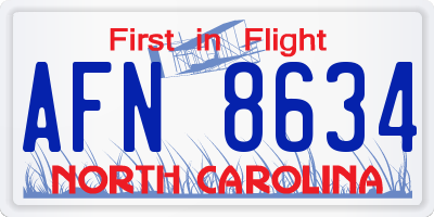 NC license plate AFN8634