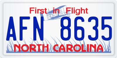 NC license plate AFN8635