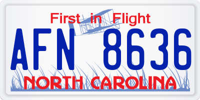 NC license plate AFN8636