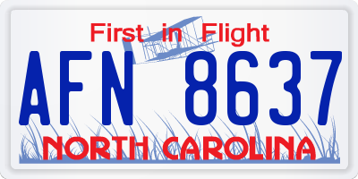 NC license plate AFN8637