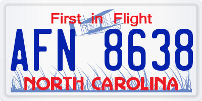 NC license plate AFN8638