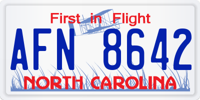 NC license plate AFN8642