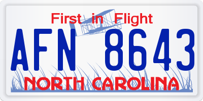 NC license plate AFN8643