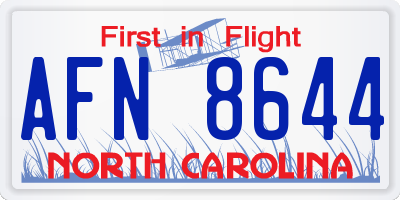 NC license plate AFN8644