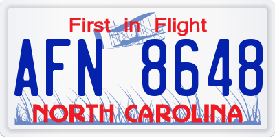 NC license plate AFN8648
