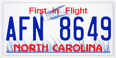 NC license plate AFN8649