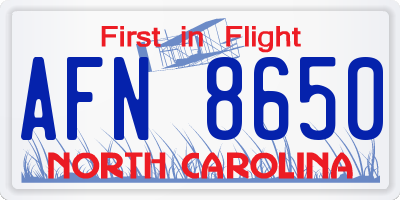 NC license plate AFN8650