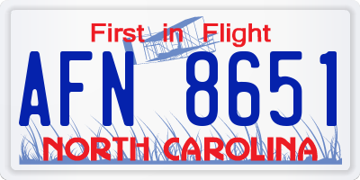 NC license plate AFN8651