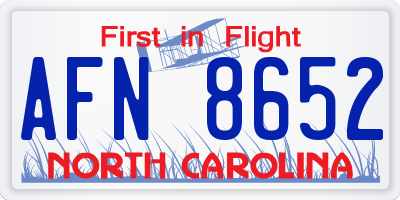 NC license plate AFN8652