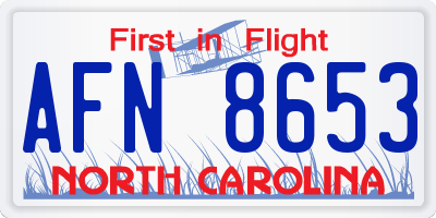 NC license plate AFN8653