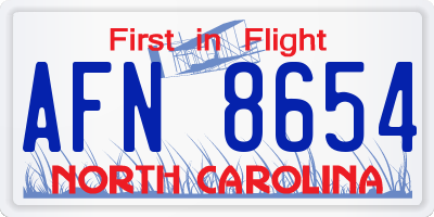 NC license plate AFN8654