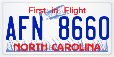 NC license plate AFN8660