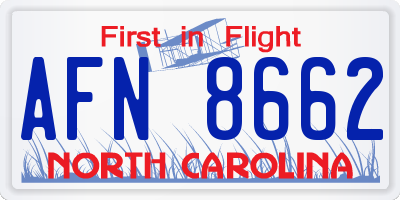 NC license plate AFN8662