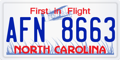 NC license plate AFN8663
