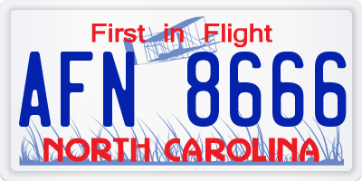 NC license plate AFN8666