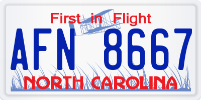 NC license plate AFN8667