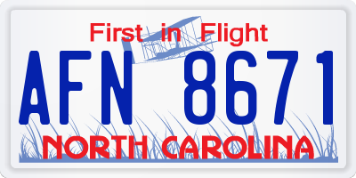 NC license plate AFN8671