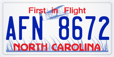 NC license plate AFN8672