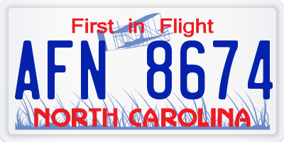 NC license plate AFN8674